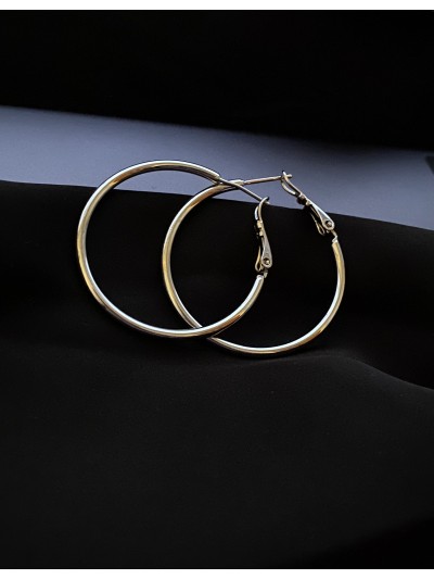 Сережки кільця класичні срібного кольору 30611