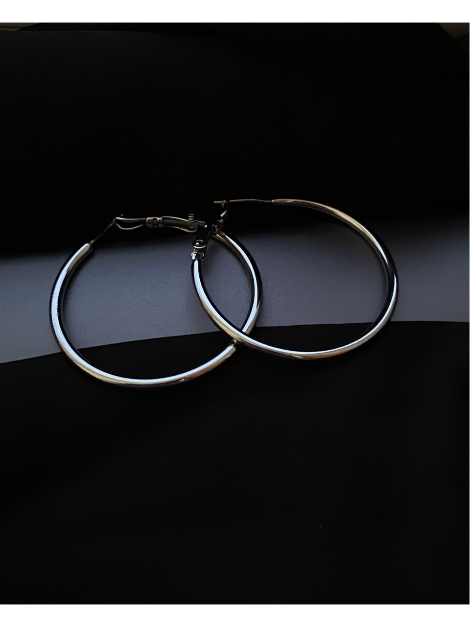 Сережки кільця класичні срібного кольору 30611