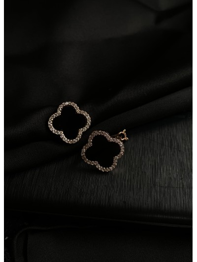 Сережки "Конюшина" з кристалами  золотого кольору 30718