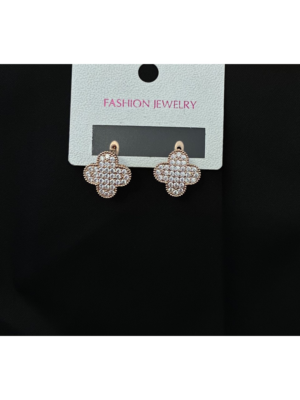 Серьги Клевер с камнями золотого цвета английский замок 32812