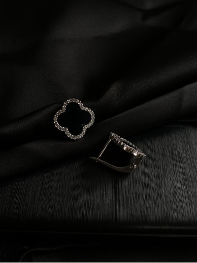 Сережки "Конюшина" з кристалами срібного кольору 30719