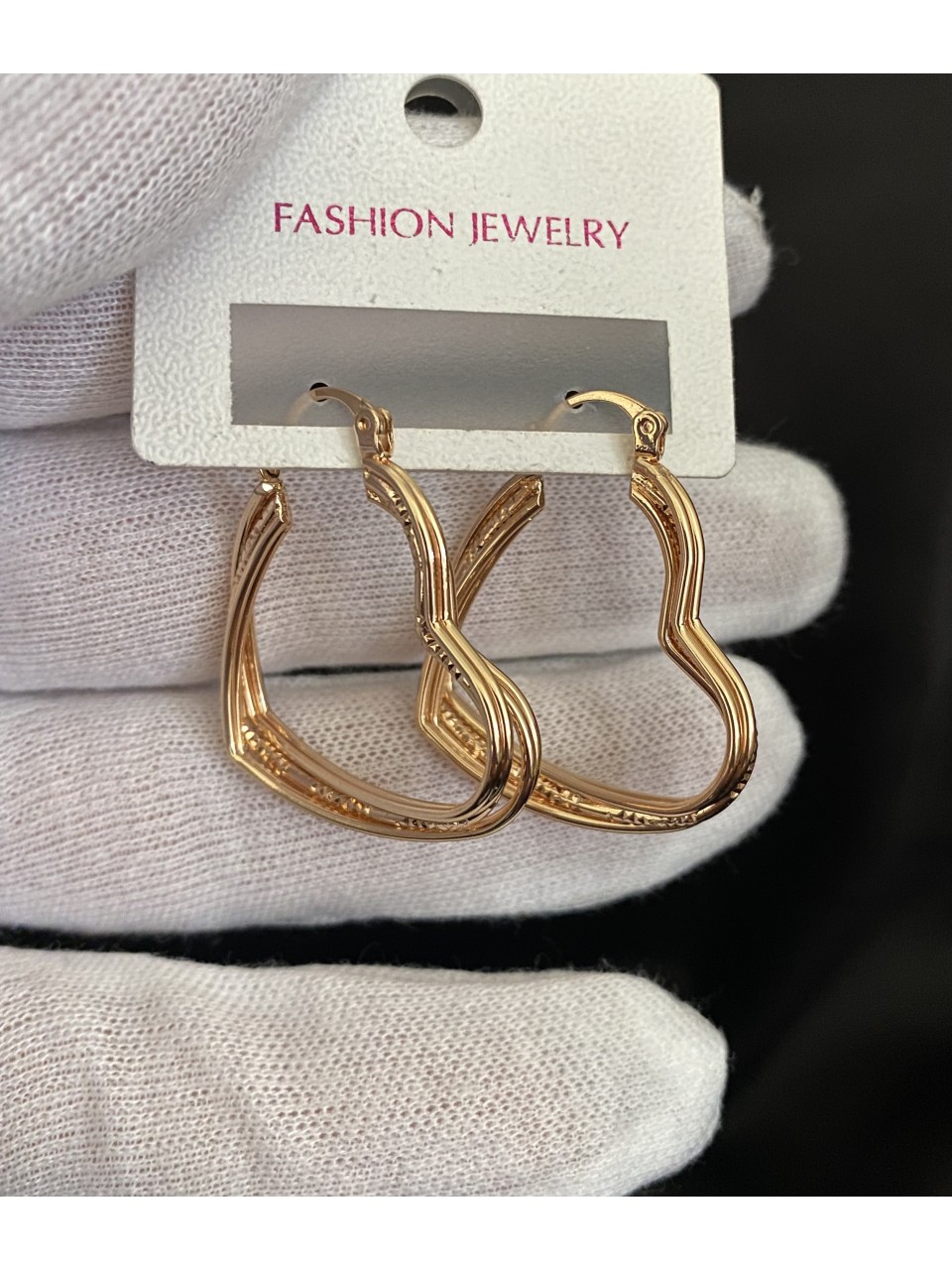 Сережки Великі Серця англійський замок золотого кольору 32600