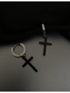 Сережки Хрестики круглий замок чорного кольору 32019
