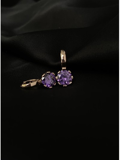 Сережки зі стразом фіолетового кольору 30617