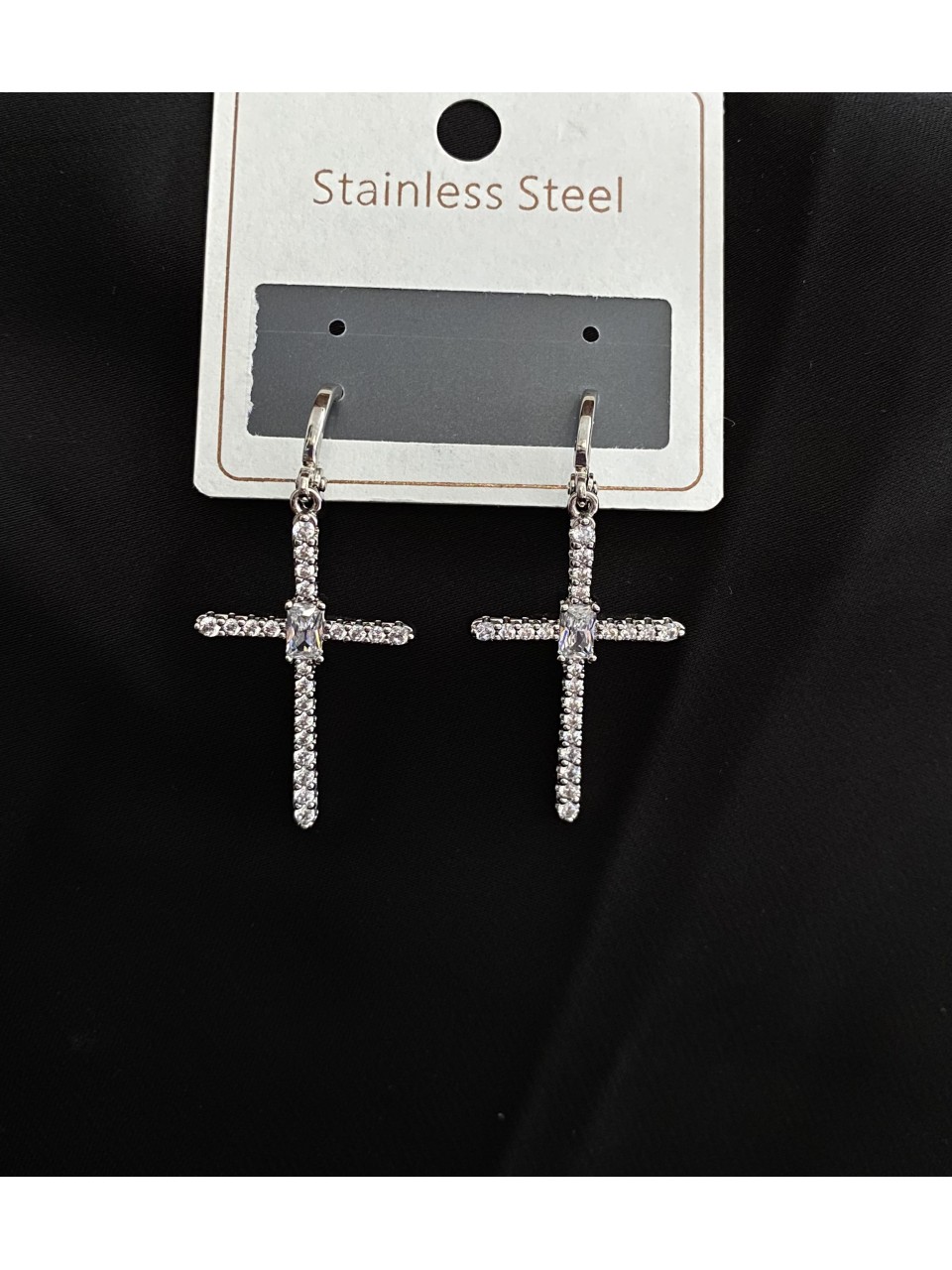 Сережки Хрести срібного кольору 33042