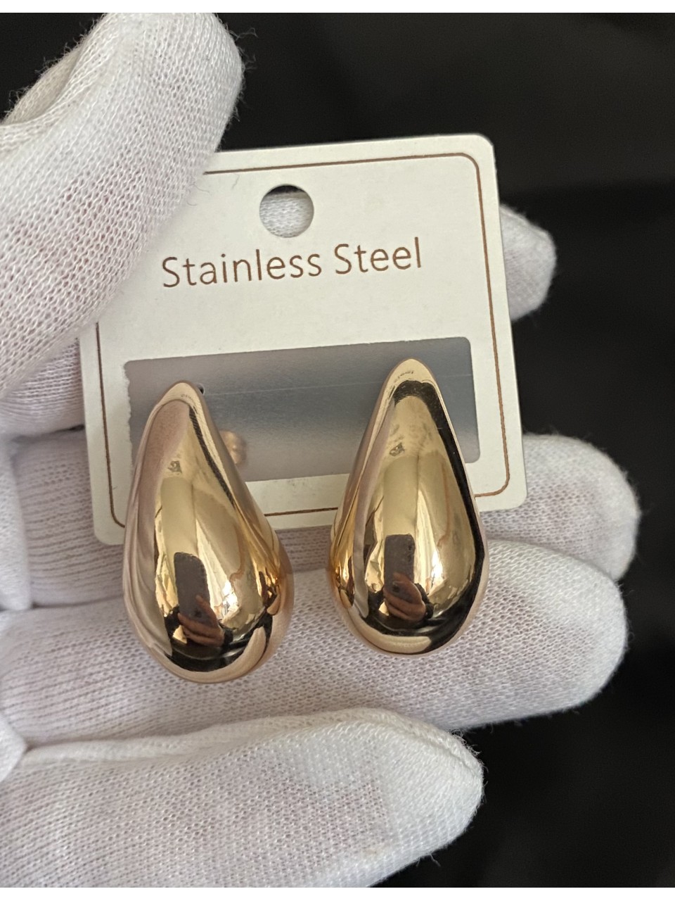 Сережки "Сльоза" штифтовий замок золотого кольору 32118