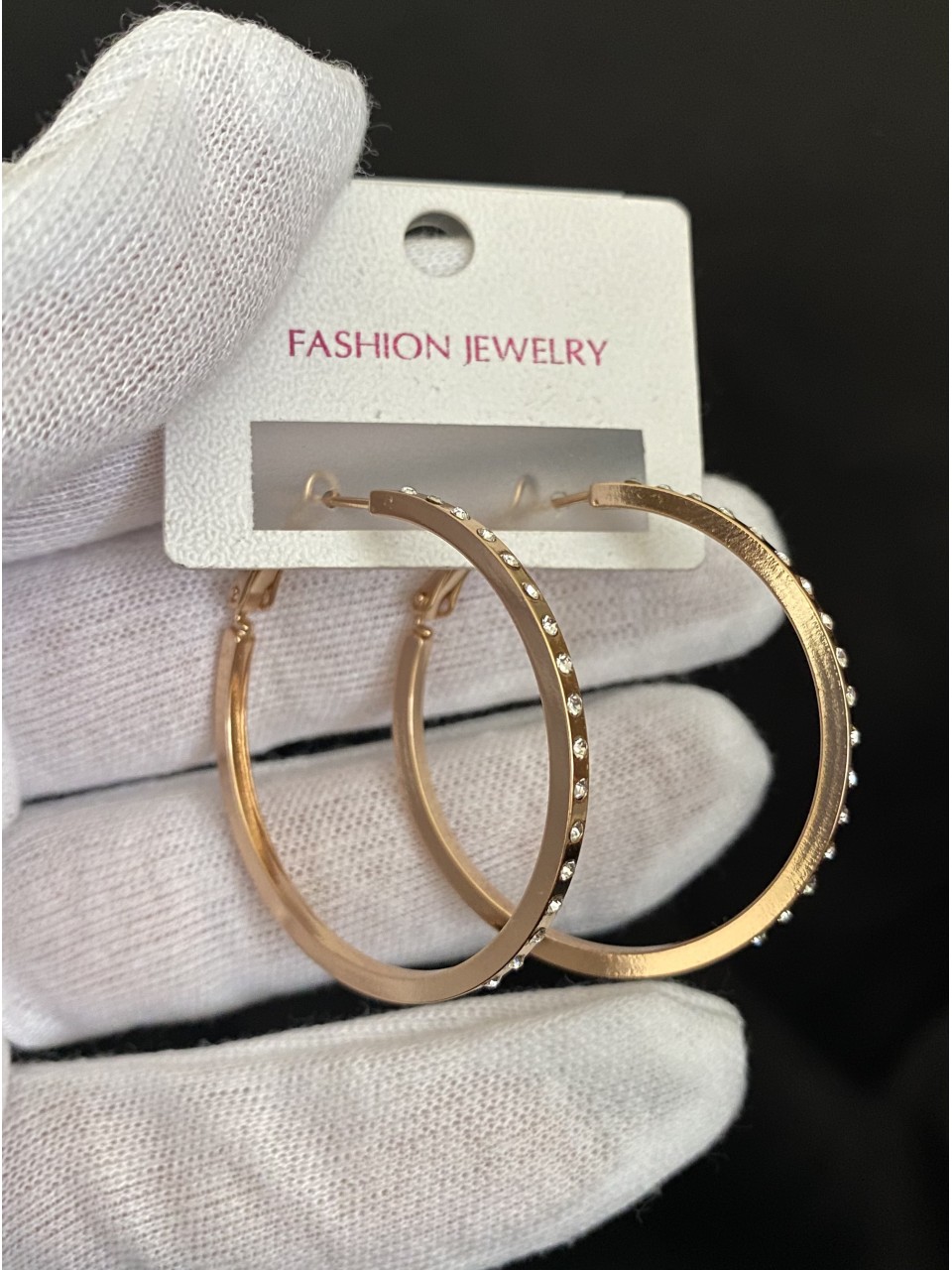 Серьги Кольца с камнями золотого цвета 32599