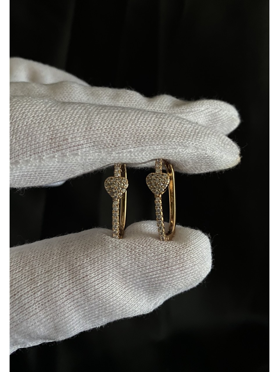 Сережки Серце з камінцями золотого кольору 31905