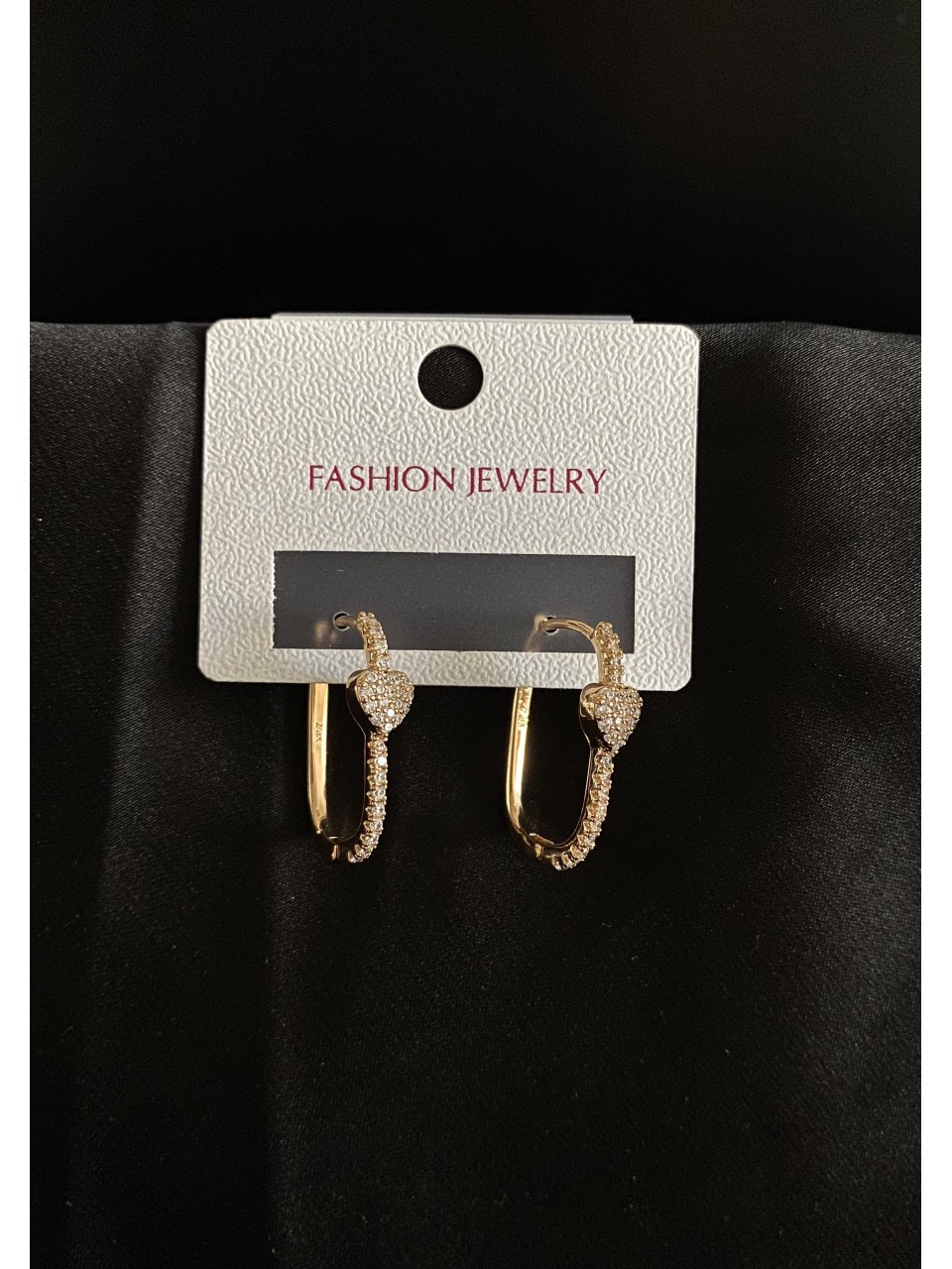 Сережки Серце з камінцями золотого кольору 31905