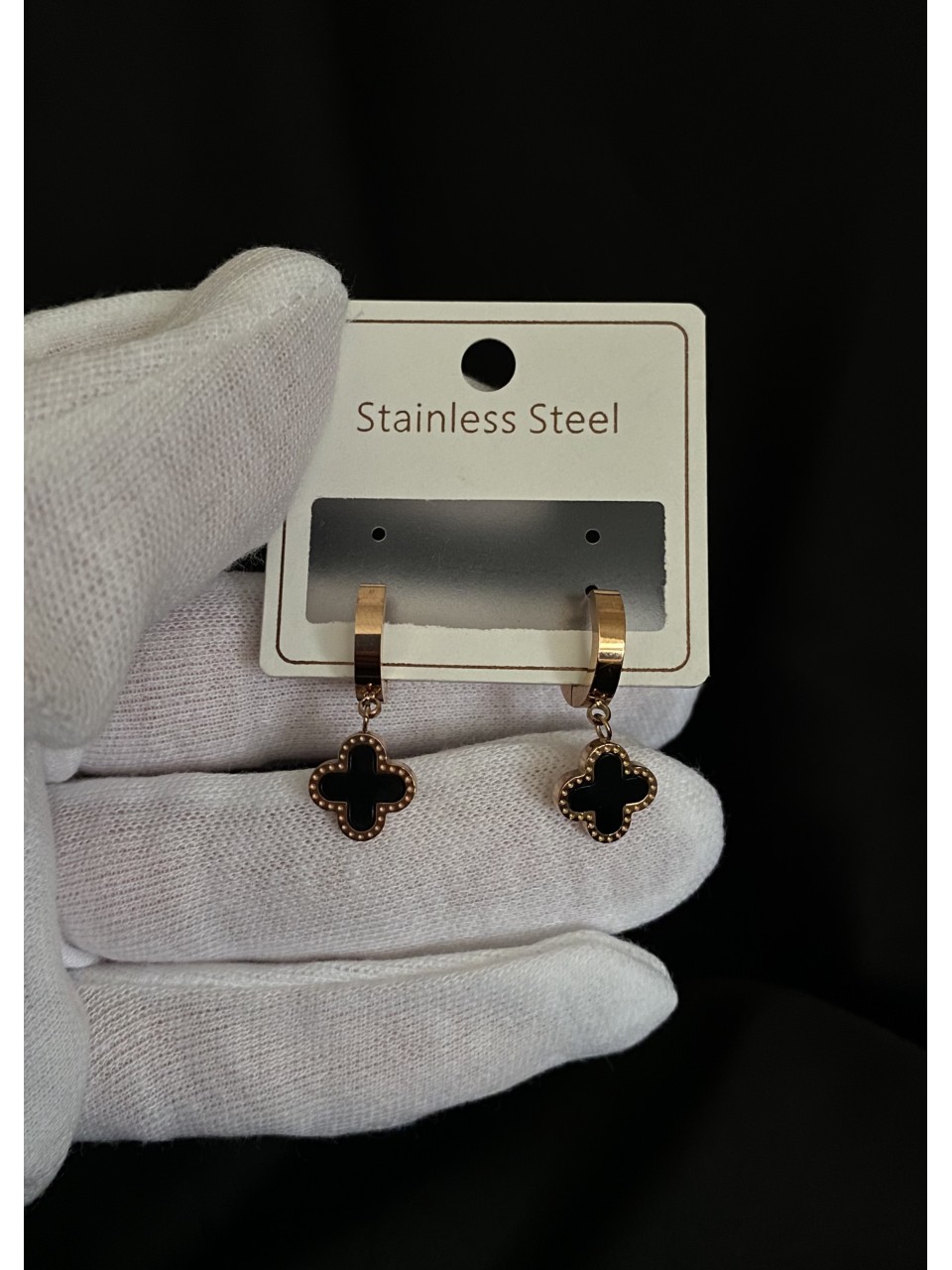 Сережки "Конюшина" застібка - кільце золотого кольору 31962