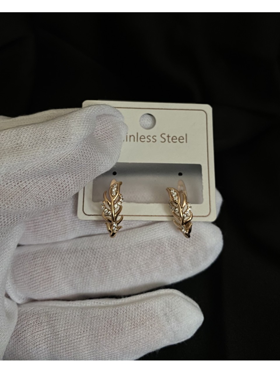 Серьги "Перышки" английский замок золотого цвета 31964