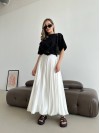 Довга шовкова спідниця молочного кольору 32981