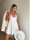 Шовкова сукня-комбінація міні молочного кольору 32448