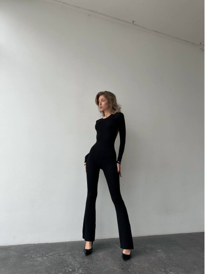 Шикарний комбінезон із відкритою спинкою чорного кольору 28821