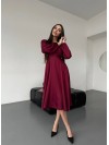 Шелковое платье миди бордового цвета 36051