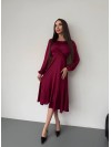 Шелковое платье миди бордового цвета 36051