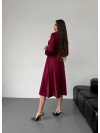 Шелковое платье миди бордового цвета 36051