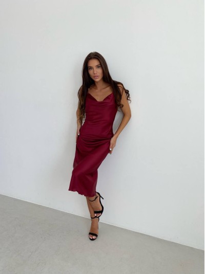 Шовкова сукня мiді борового кольору 33982