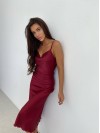 Шелковое платье миди бордового цвета 33982