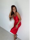 Шелковое платье миди красного цвета 33985