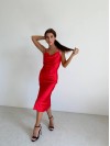 Шелковое платье миди красного цвета 33985