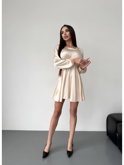 Шовкова сукня міні бежевого кольору 36049