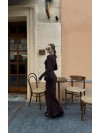 Силеэтное платье макси из ангоры коричневого кольору 36094