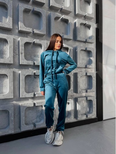 Спортивний велюровий костюм смарагдового кольору 28729