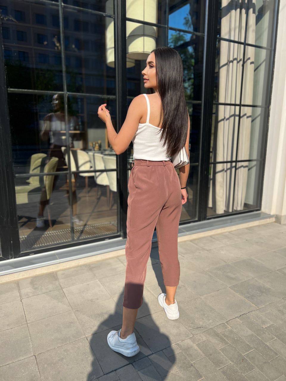 Стильні жіночі штани пудрового кольору 28960