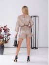 Жіночий стильний комбінезон з еко-шкiри бежевого кольору  25968