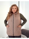 Стьобана жіноча жилетка бежевого кольору 34461