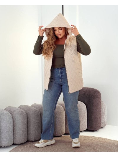 Стьобана жіноча жилетка молочного кольору 34460