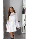 Сукня кліш з шифоновими рукавами молочного кольору 34445