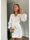 Сукня міні на запах молочного кольору 34550