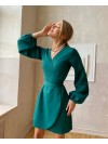 Сукня міні на запах смарагдового кольору 34551