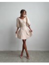 Платье мини с пышным рукавом бежевого цвета 34613