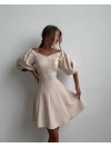 Платье мини с пышным рукавом бежевого цвета 34613
