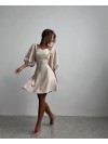 Платье мини с пышным рукавом бежевого цвета 34613