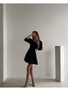 Платье мини с пышным рукавом черного цвета 34612