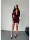 Платье мини с выраженным декольте бордового цвета 36053