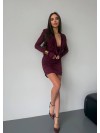Платье мини с выраженным декольте бордового цвета 36053