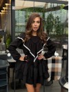 Платье мини с воланами черного цвета 35124