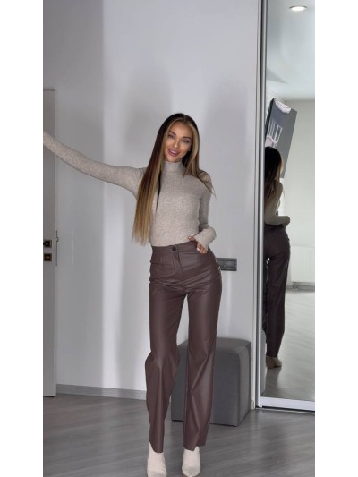 Теплый боди со стойкой на горле бежевого цвета 35117