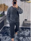 Теплий чоловічий домашнiй костюм графiтового кольору 36080