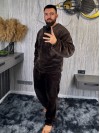 Теплый мужской домашний костюм коричневого цвета 36082