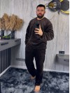 Теплый мужской домашний костюм коричневого цвета 36082