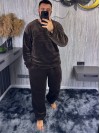 Теплый мужской домашний костюм коричневого цвета 36082