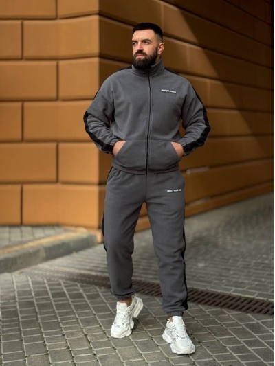 Теплий чоловічий костюм на змiйцi з флiсу графiтового кольору 35731