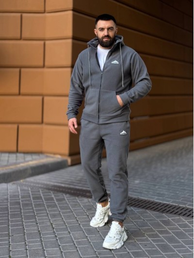 Теплий чоловічий костюм з флiсу графiтового кольору 35779