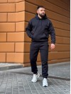 Теплый мужской костюм с капюшоном черного цвета 35749